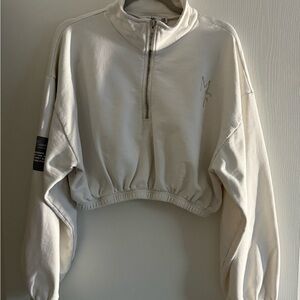 Mayfair The Label Half-Zip Cropped Sweatshirt